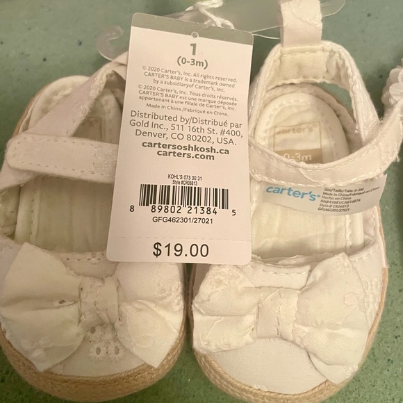 Size 1 white baby shoes NWT - Picture 1 of 1